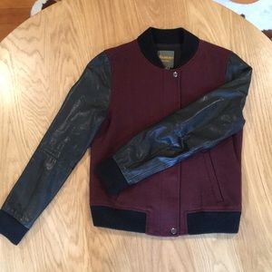 Madewell leather sleeve varsity jacket